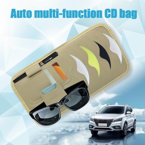 CHRYMUM Visor Accessories Car Sun Visor Organizer, Car CD Case Holder, Universal Sun Visor Organizer, Car Sun Visor Organizer Leather Holder, Large Capacity CD Visor Case for Cars