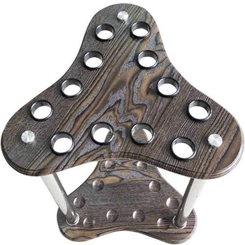 Wooden Billiard Cue Rack Stand, Holds 12 Cues, Easy Assembly Pool Cue Holder for Home, Club & Game Room, 40x56cm (Gray) - Durable & Stylish Design