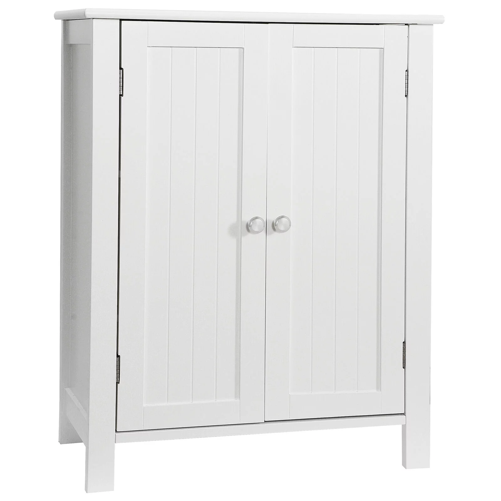 Bathroom Floor Storage Cabinet with Double Door Adjustable Shelf Cupboard White