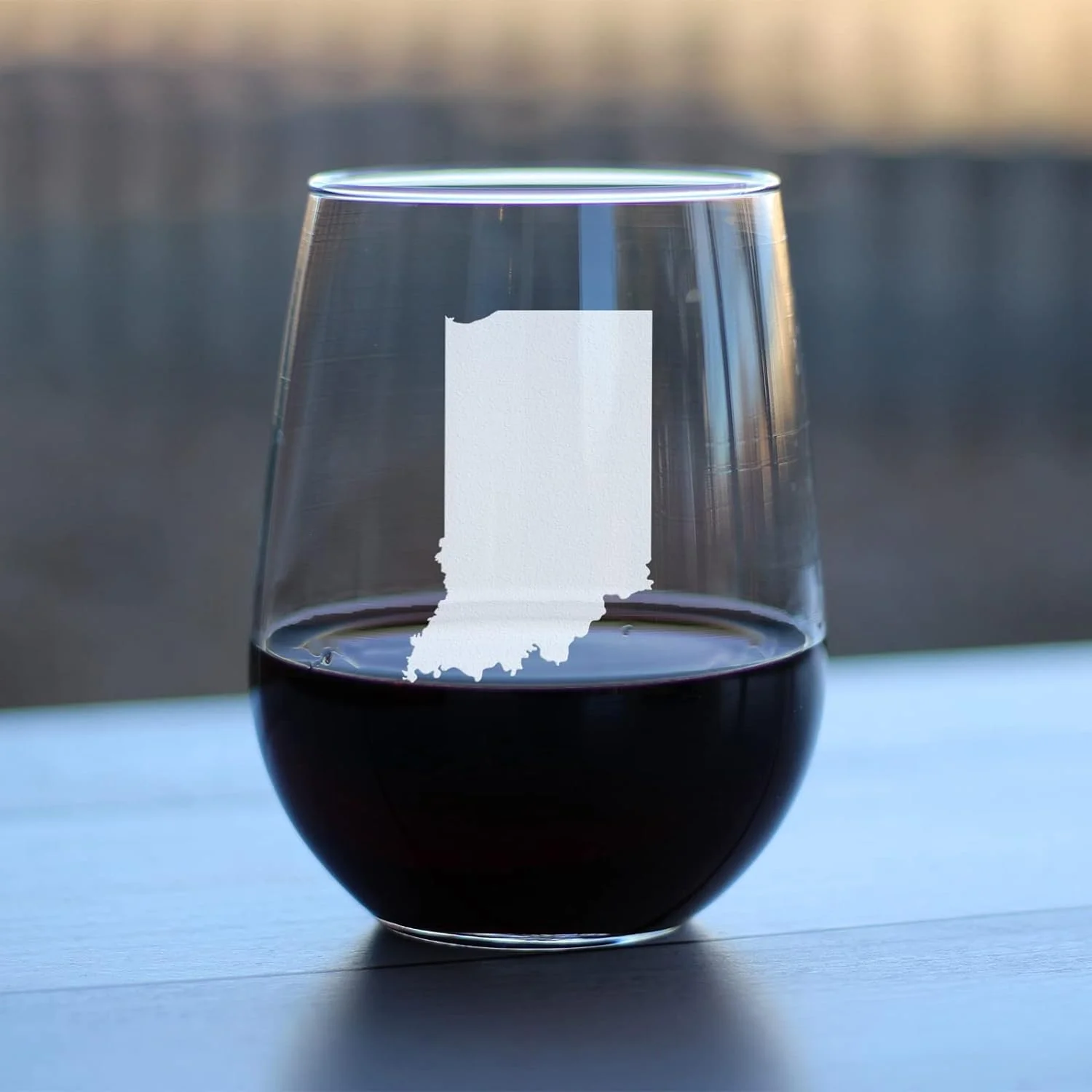 Indiana State Outline Stemless Wine Glass - State Themed Drinking Decor And Gifts For Hoosier Women & Men - Large 17 Oz Glasses