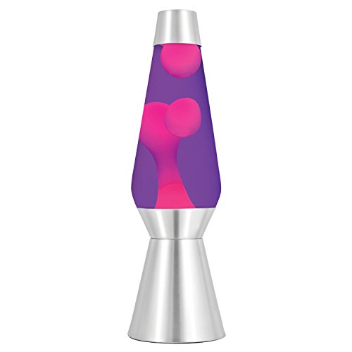 Lava the Original 27 Inch Silver Base Grande Lamp with Pink Wax in Purple Liquid, Pink Purple