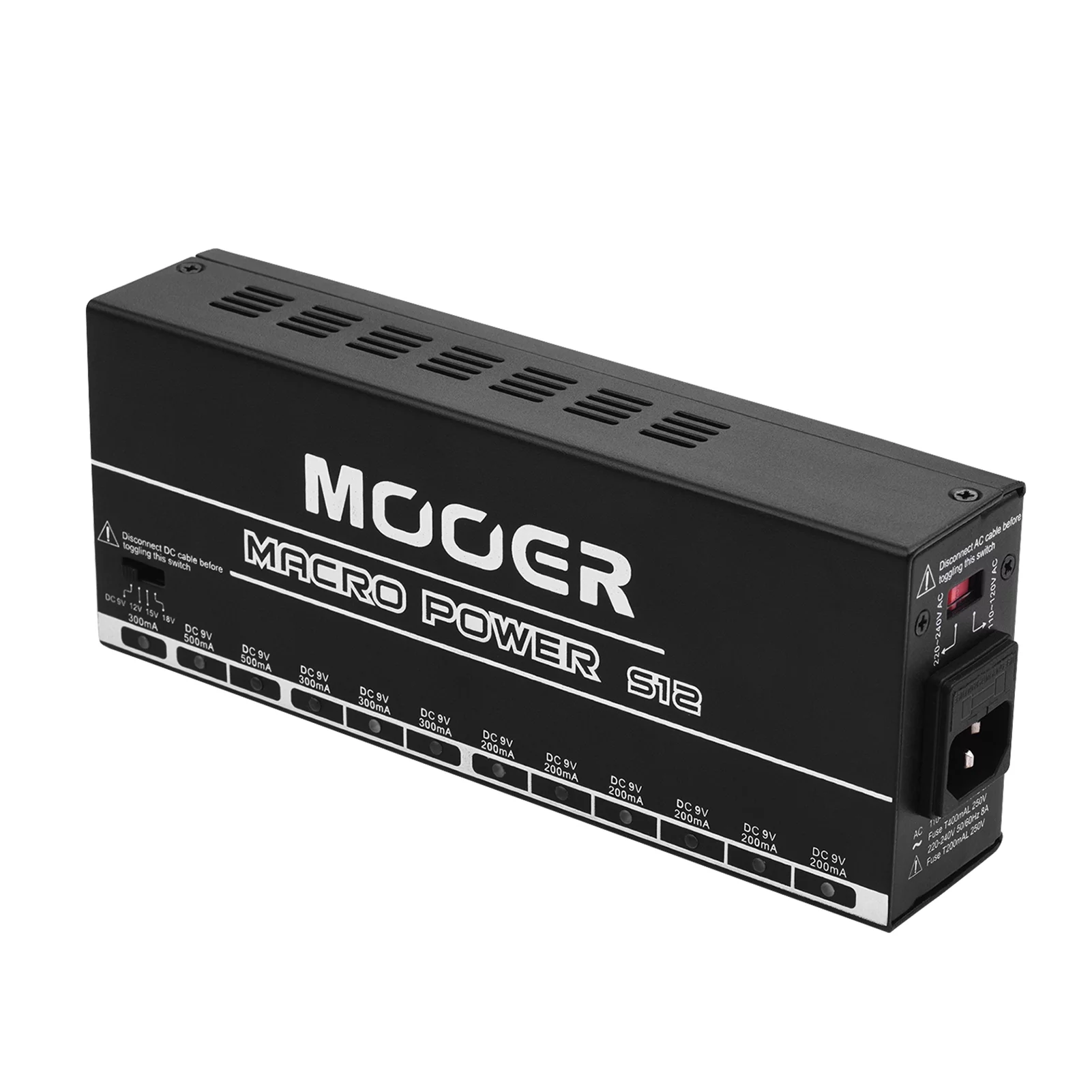 MOOER MACRO POWER S12 Professional Guitar Effect Power Supply Station Distributor 12 Isolated DC Outputs 9V//15V/18V Metal Shell