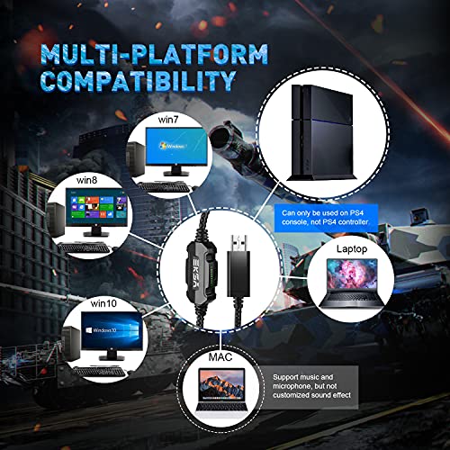 EKSA E1000 Gaming Headset, Computer Headphones with Noise Canceling Mic & RGB Light, 7.1 Surround Sound, Compatible with PC, PS4 PS5 Console, Laptop (Blue)