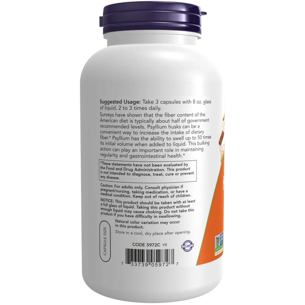 Now Foods Psyllium Husk 500Mg, 500 Capsule (2 Pack)