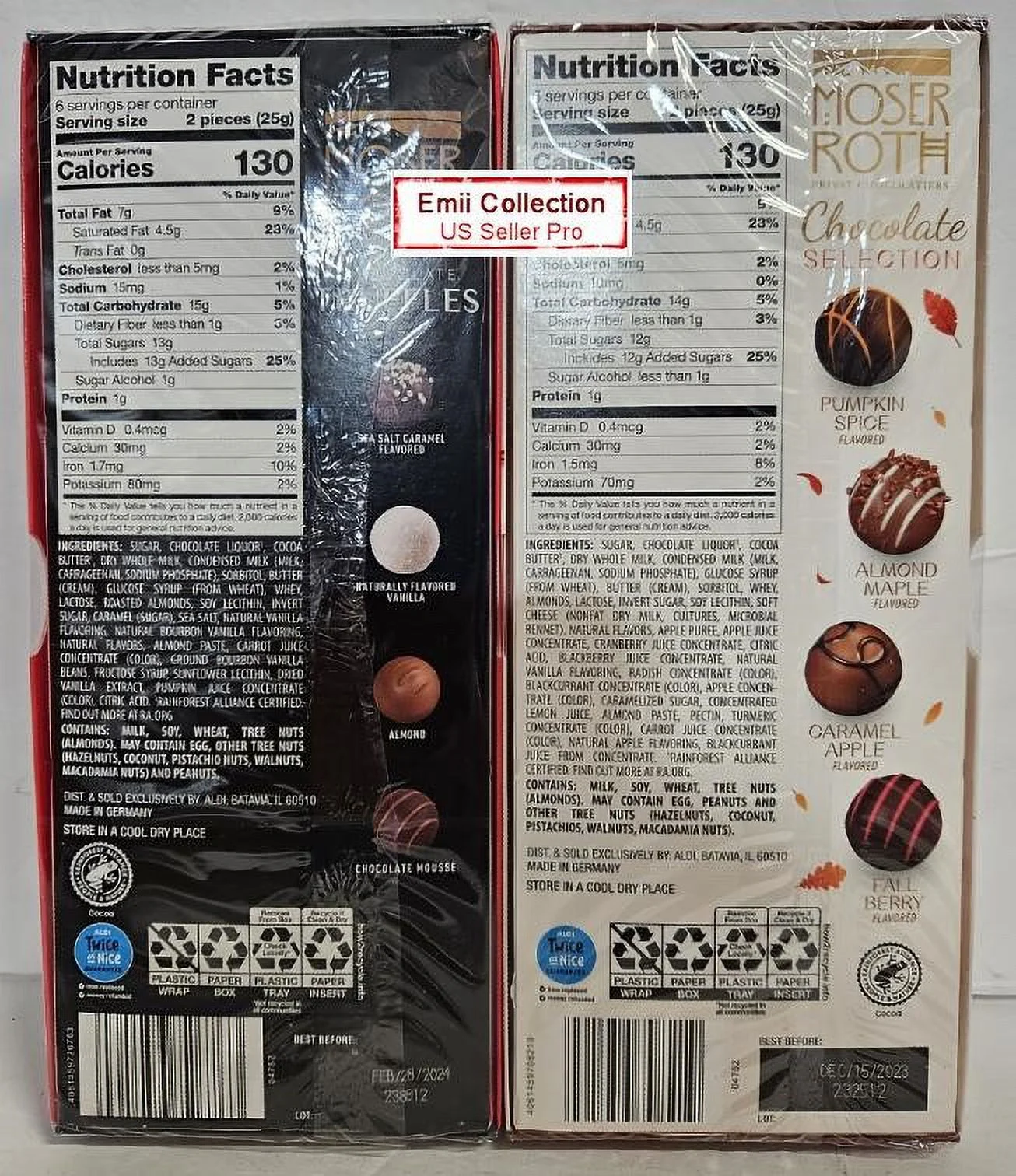 Moser Roth Privat Chocolatiers Chocolate Truffles Red & Autumn 5.29oz 150g (2 Boxes)