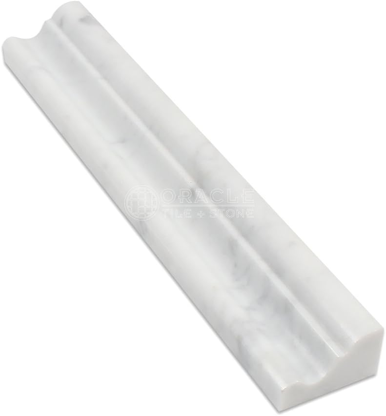 Carrara White Italian (Bianco Carrara) Marble Crown Mercer Molding Trim, Honed