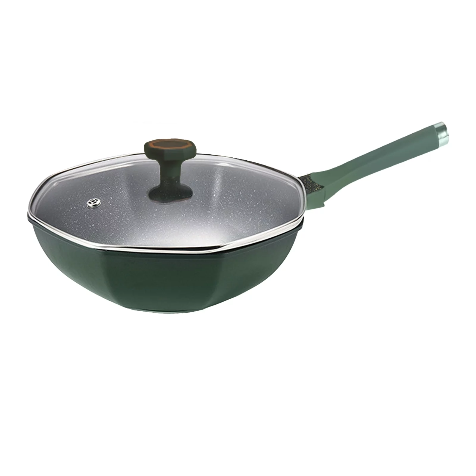 Non-stick Wok Maifan Stone Octagonal Wok Stir Fry Pans With Lid Comfortable Handle Die-cast Aluminum Deep Frying Pan Cooking Pan Wok