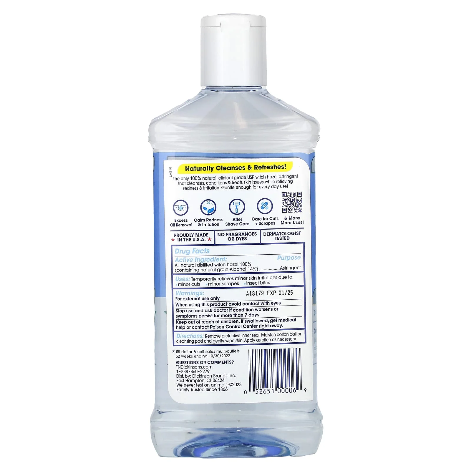 Dickinson Brands, Witch Hazel, For Face & Body, 16 fl oz Pack of 4