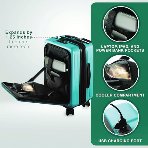 22 Inch Carry On Luggage 22x14x9 Airline Approved, Carry On Suitcase with Wheels, Hard-shell Carry-on Luggage, Durable Luggage Carry-On, Black Small Suitcase with Cosmetic Case