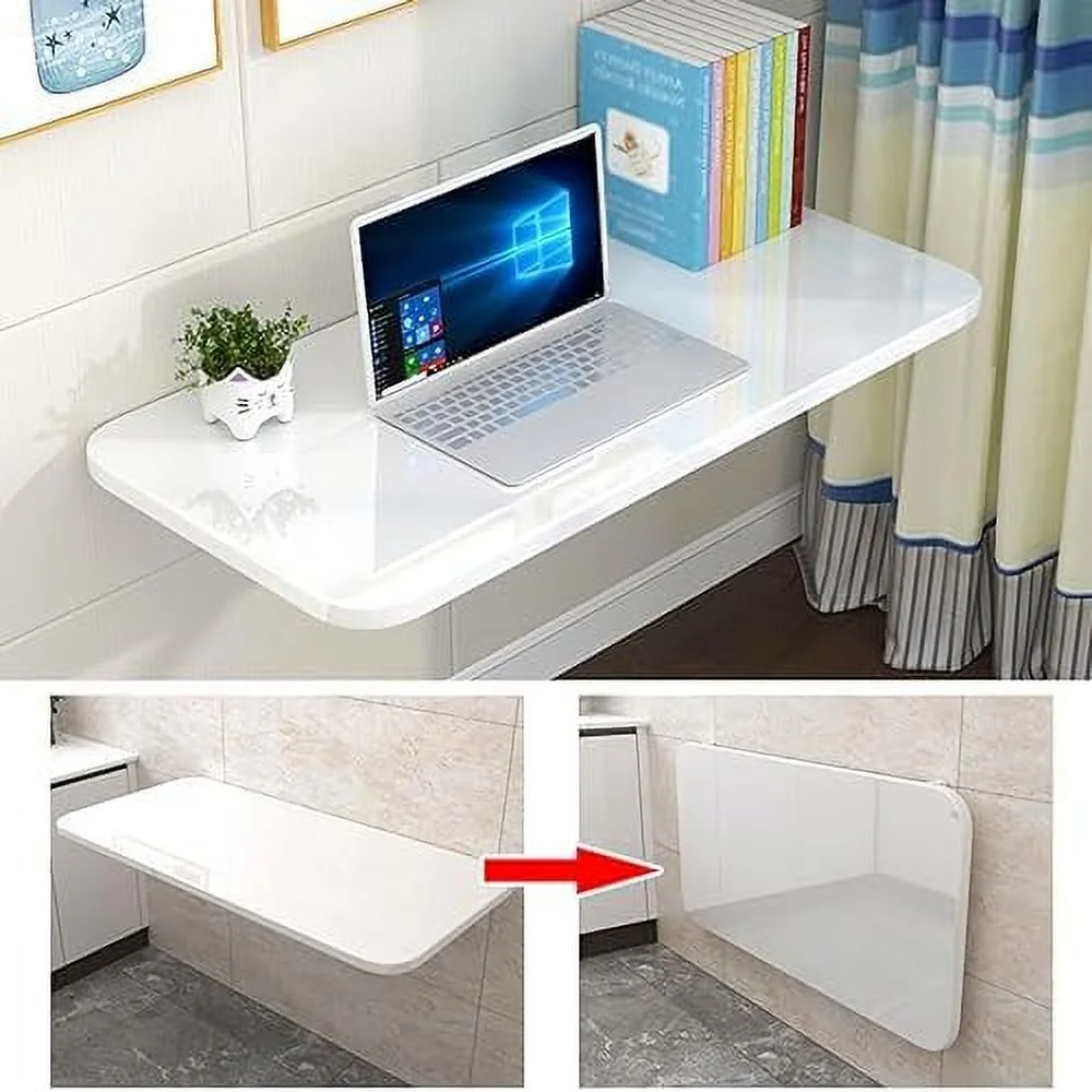 NLIBOOMLife Laundry Floating   Wood Wall Mounted Table  Bracket Heavy Duty  Drop Leaf Dining Stable Sturdy Table Small Wooden Desk Wall Table for Kitchen Laundry Office Room Restaurant Ho