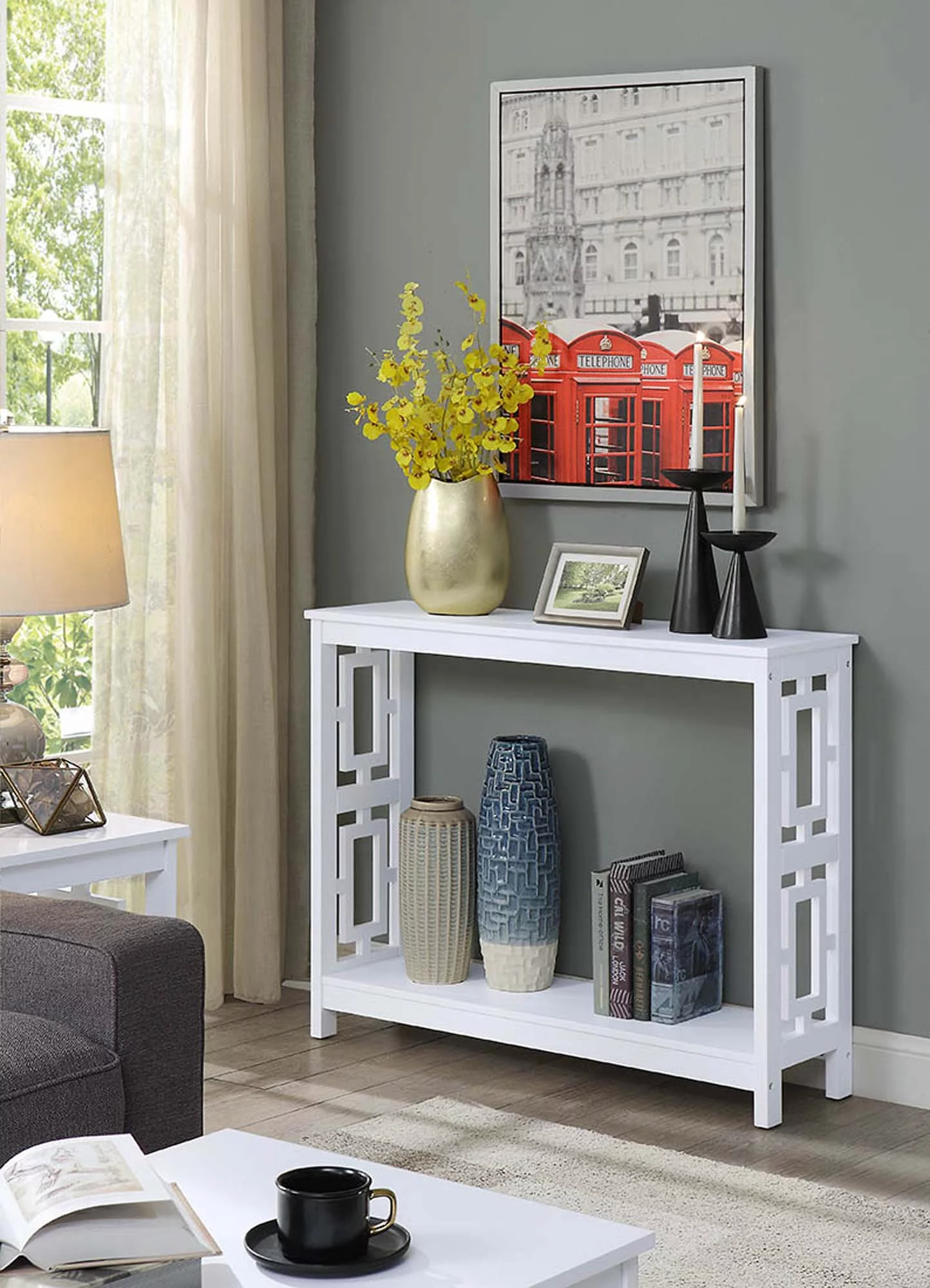 Convenience Concepts Town Square Console Table, White