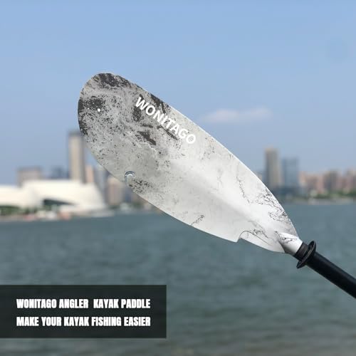 Angler Kayak Paddles Carbon Fiber Shaft and Plastic Blade, Floating Adjustable Fihsing Kayak Oars with Paddle Leash, 230-250cm/90-98 inch