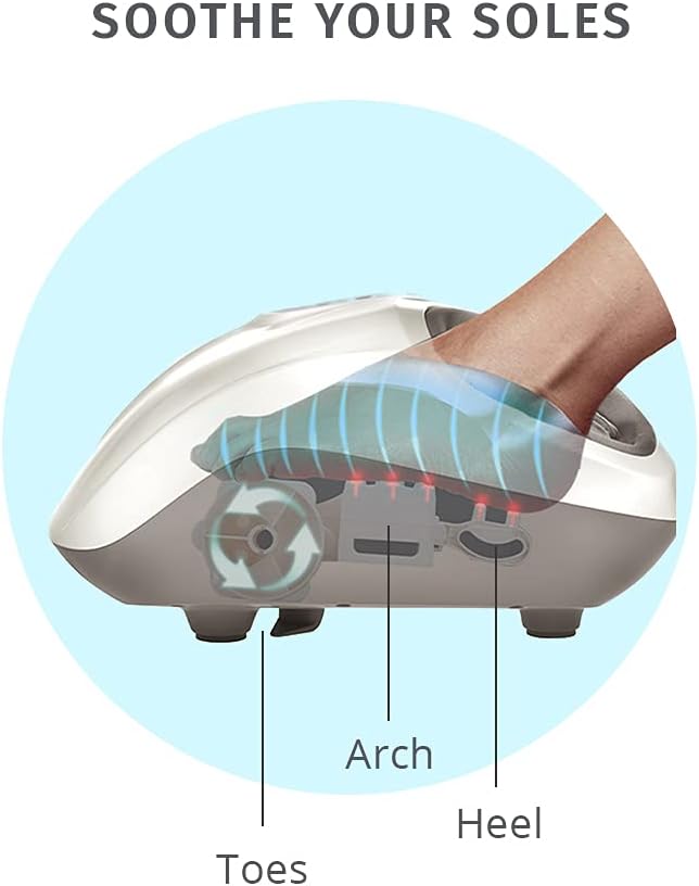 HoMedics Shiatsu Air 2.0 Foot Massager with Soothing Heat and Rhythmic Air Compression, 3 Customized Controls and Intensities, Washable Liner, At-Home Kneading Massage Relaxes Feet, 3 Speed Options