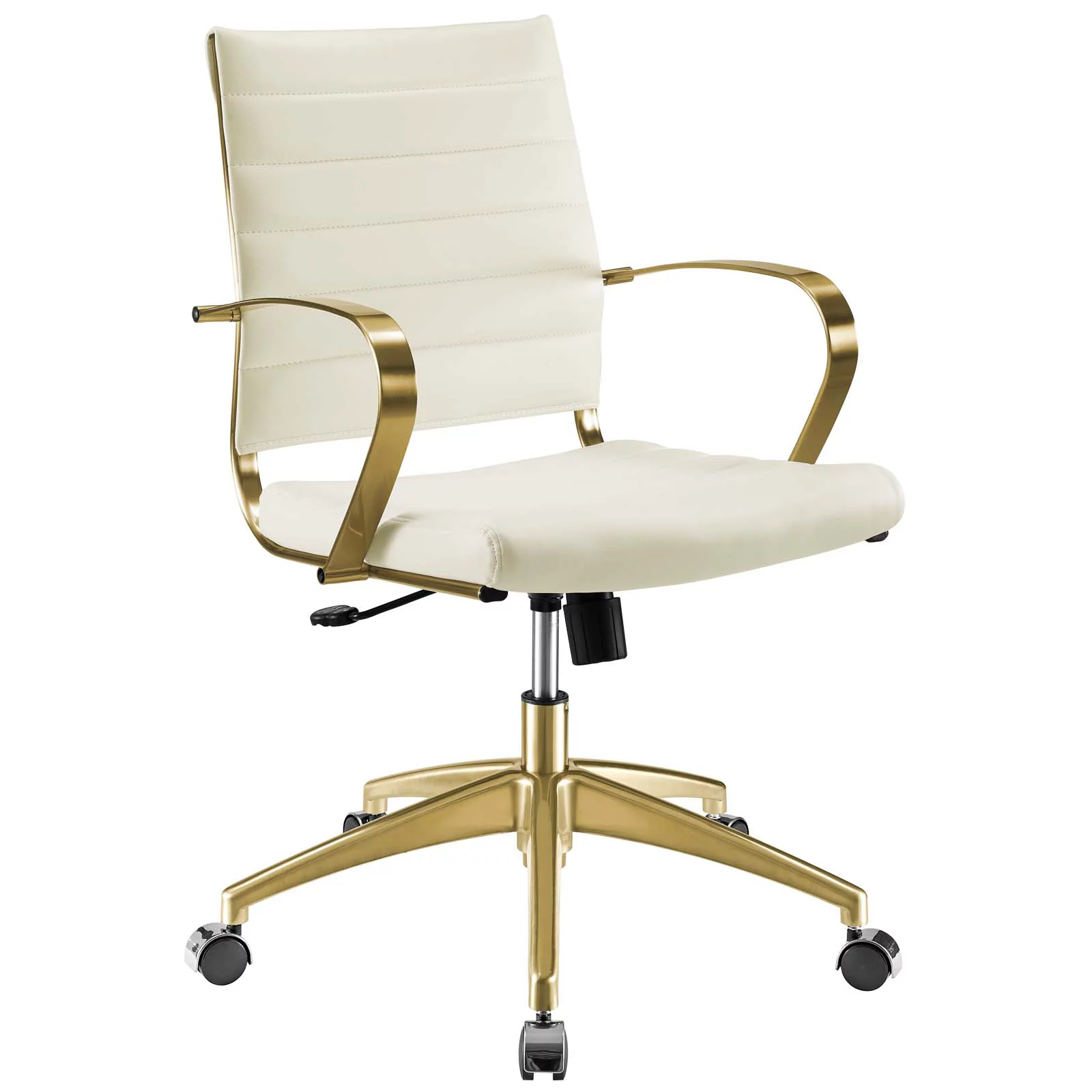 Modway Jive Gold Stainless Steel Midback Office Chair in Gold Off White