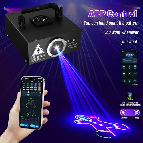 DJ Laser Light with App Control, 3D Animation Laser Projector for Party, Supports Custom Drawings, Text Playback, Personalized Programming, Sound Activated Laser Machine for Stage, Disco, KTV, Bar