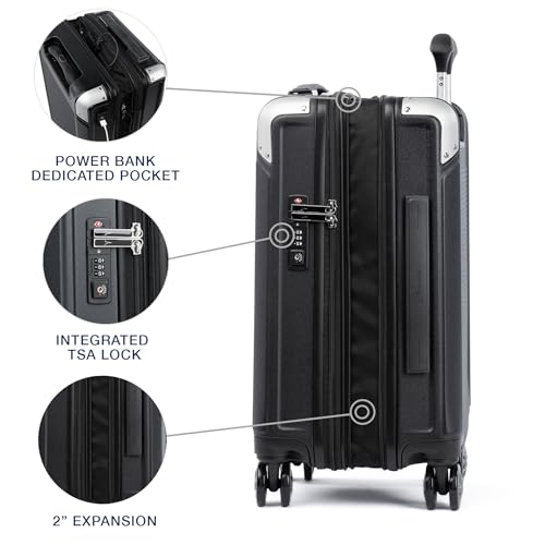 Travelpro Platinum Elite Hardside Expandable Carry on Luggage, 8 Wheel Spinner, TSA Lock, Hard Shell Polycarbonate Suitcase, Metallic Sand, Compact Carry on 20-Inch
