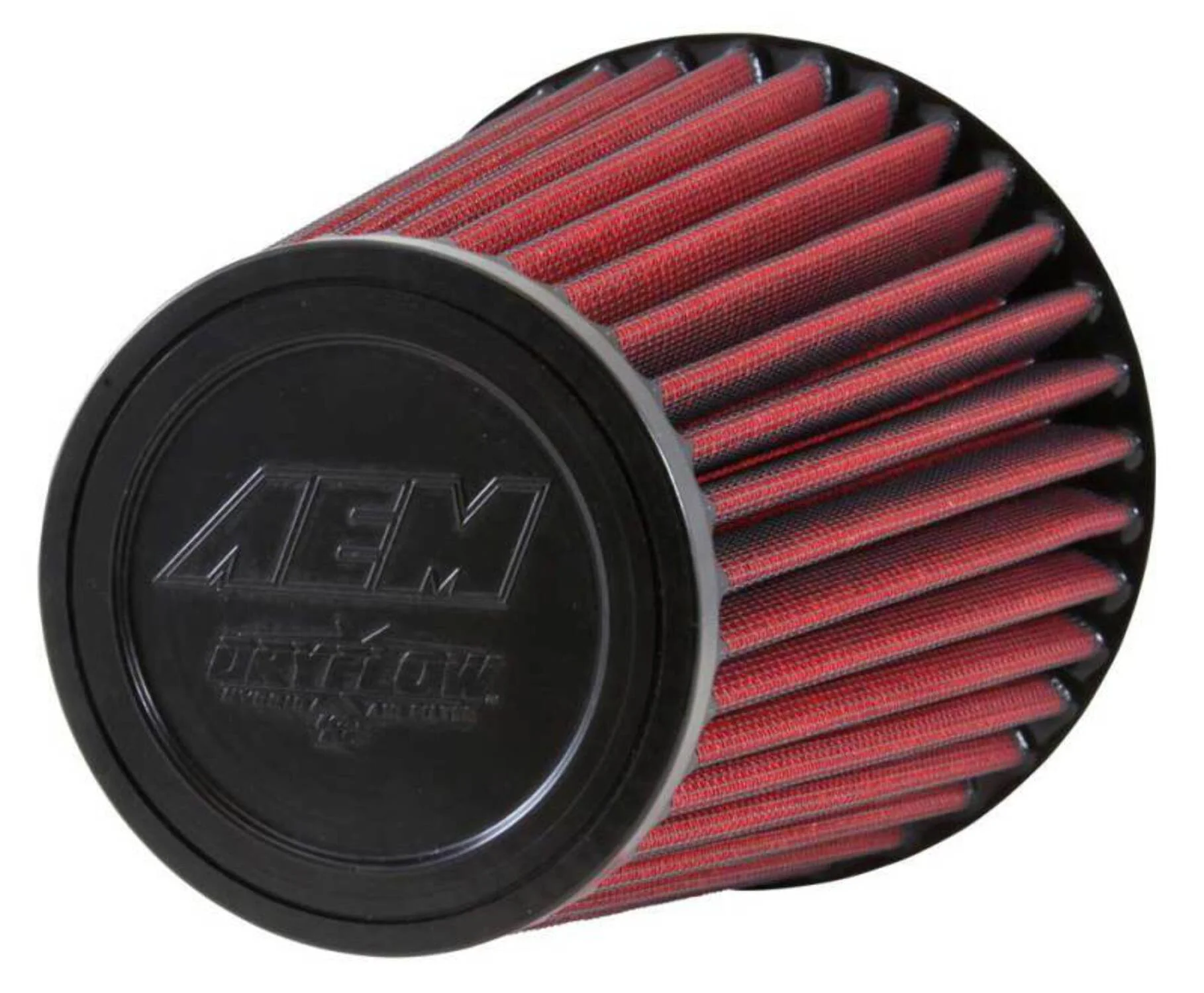 AEM 21-2075DK Universal DryFlow Clamp-On Air Filter: Round Tapered; 5 in (127 mm) Flange ID; 8 in (203 mm) Height; 7.438 in (189 mm) Base; 4.438 in (113 mm) Top