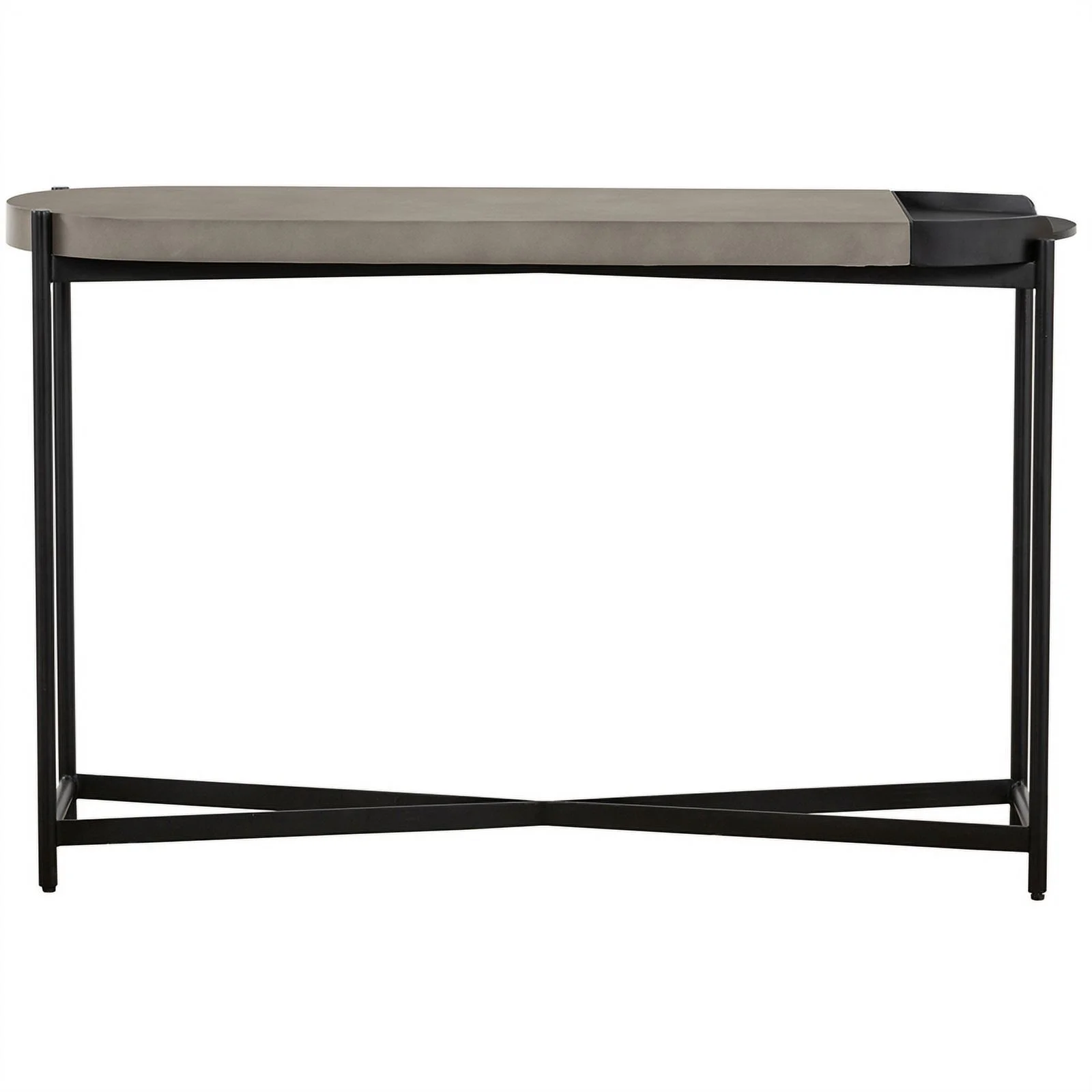 Maklaine Modern Metal/Concrete Stone Console Table in Gray/Black