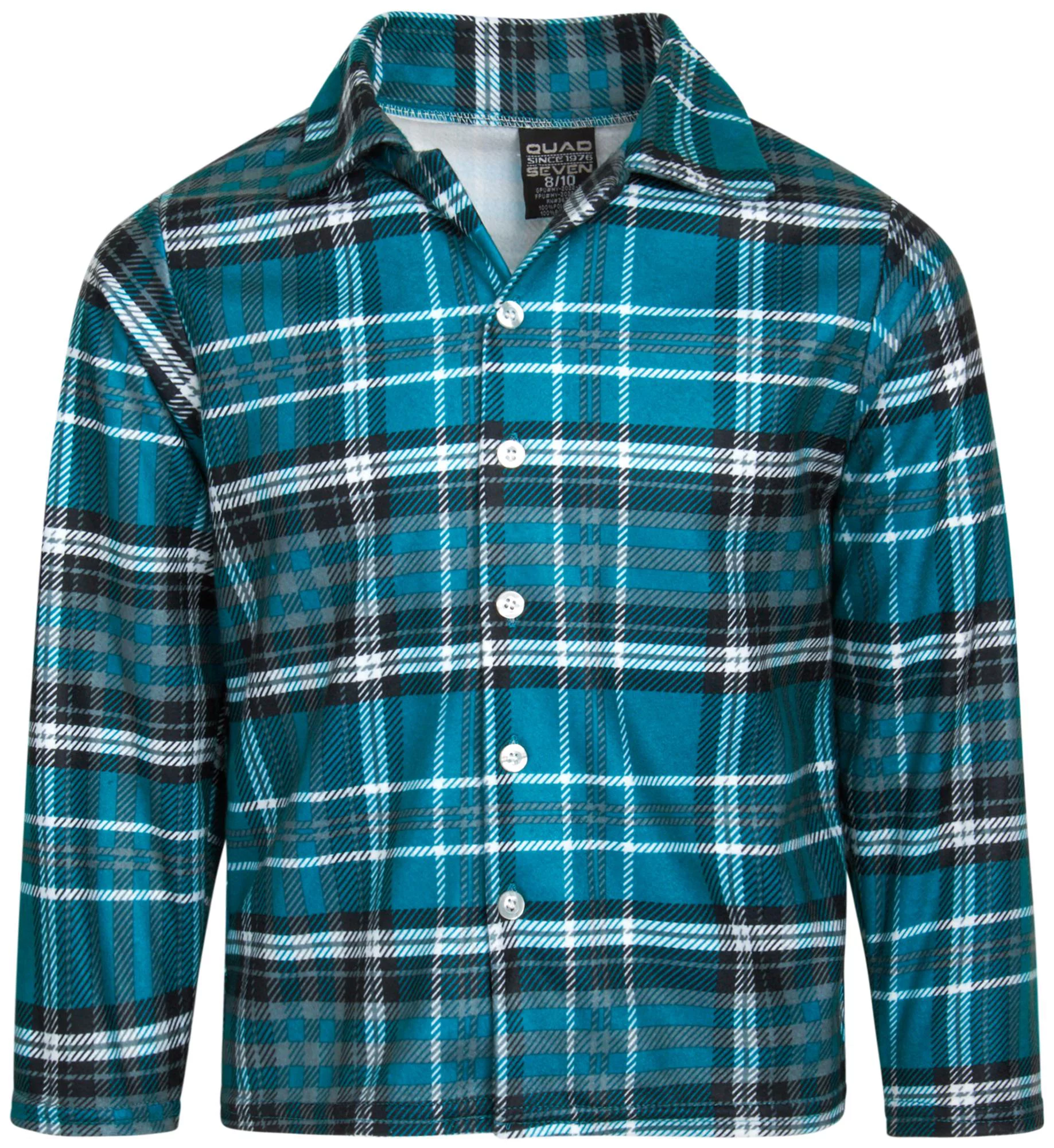 Quad Seven Boy's Flannel Fleece Pajamas - 4 Piece Long Sleeve Button Down Shirt and Pants Set (4-18)
