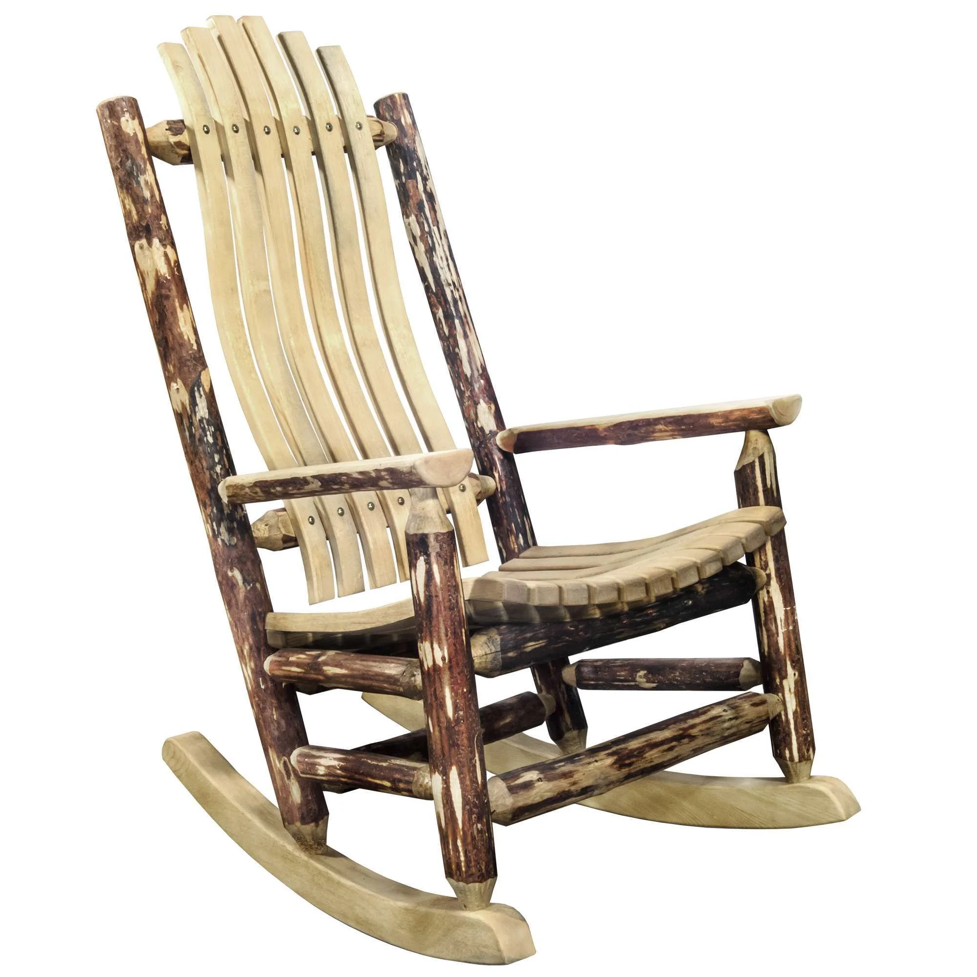 Glacier Country Collection Adult Log Rocker, Exterior Stain Finish