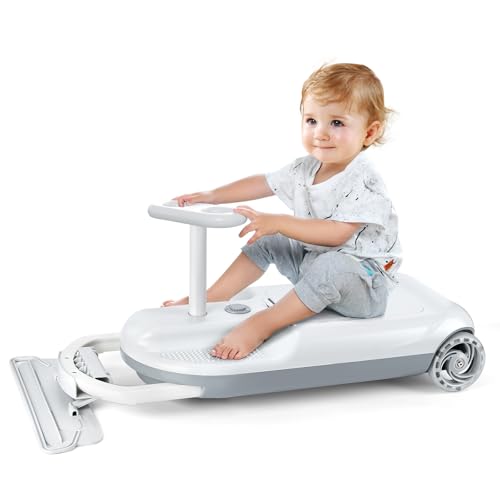 Electric Go Kart with Cleaning Fun for Ages 3 Years and Up Kids, Electric Wiggle Car with 4 Hours of Long-Lasting Battery Life 12v 0-5mph Adjustable Speed,Silent PU Wheels (GK518)