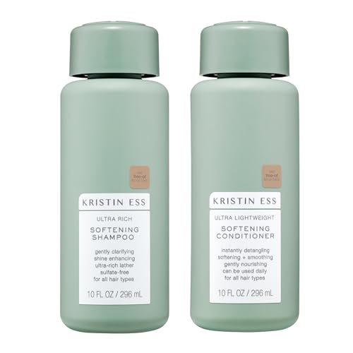 Kristin Ess Hair Softening Moisture Repair Shampoo and Conditioner Set for Curly + Thick Hair – Sulfate Free + Color Safe + Gentle - Anti-Frizz - Deep Conditioner for Color Treated & Dry Damaged Hair