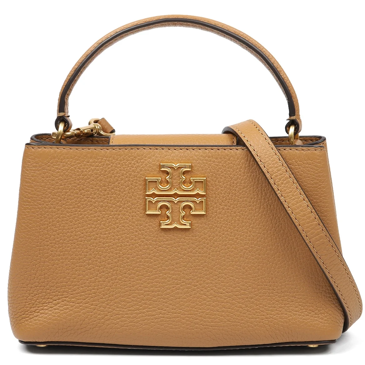 Tory Burch Women's Britten Pebbled Leather Micro Satchel Crossbody Bag (Tiramisu)