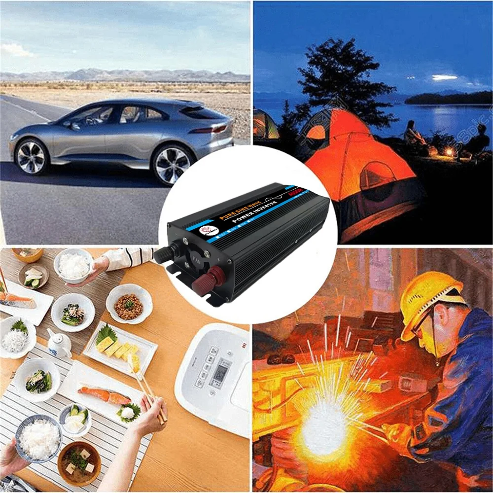 Pure Sine Wave Inverter, 4000W Power Inverter DC12V to AC 120V Car RV Converter Charger Adapter