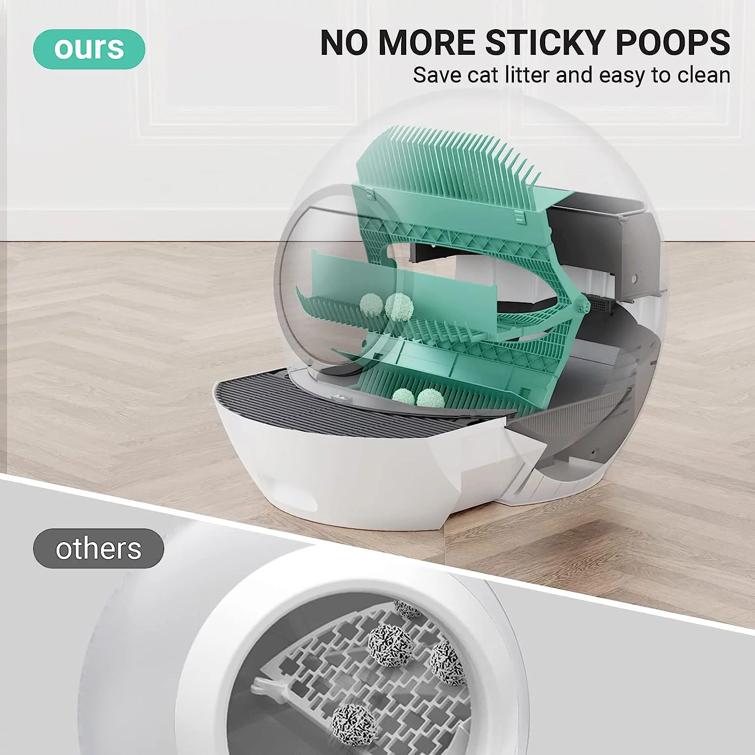 ELS PET WiFi Smart Cat Litter Box-Never Scoop/APP Control Automatic Self-Cleaning Litter Box Robot