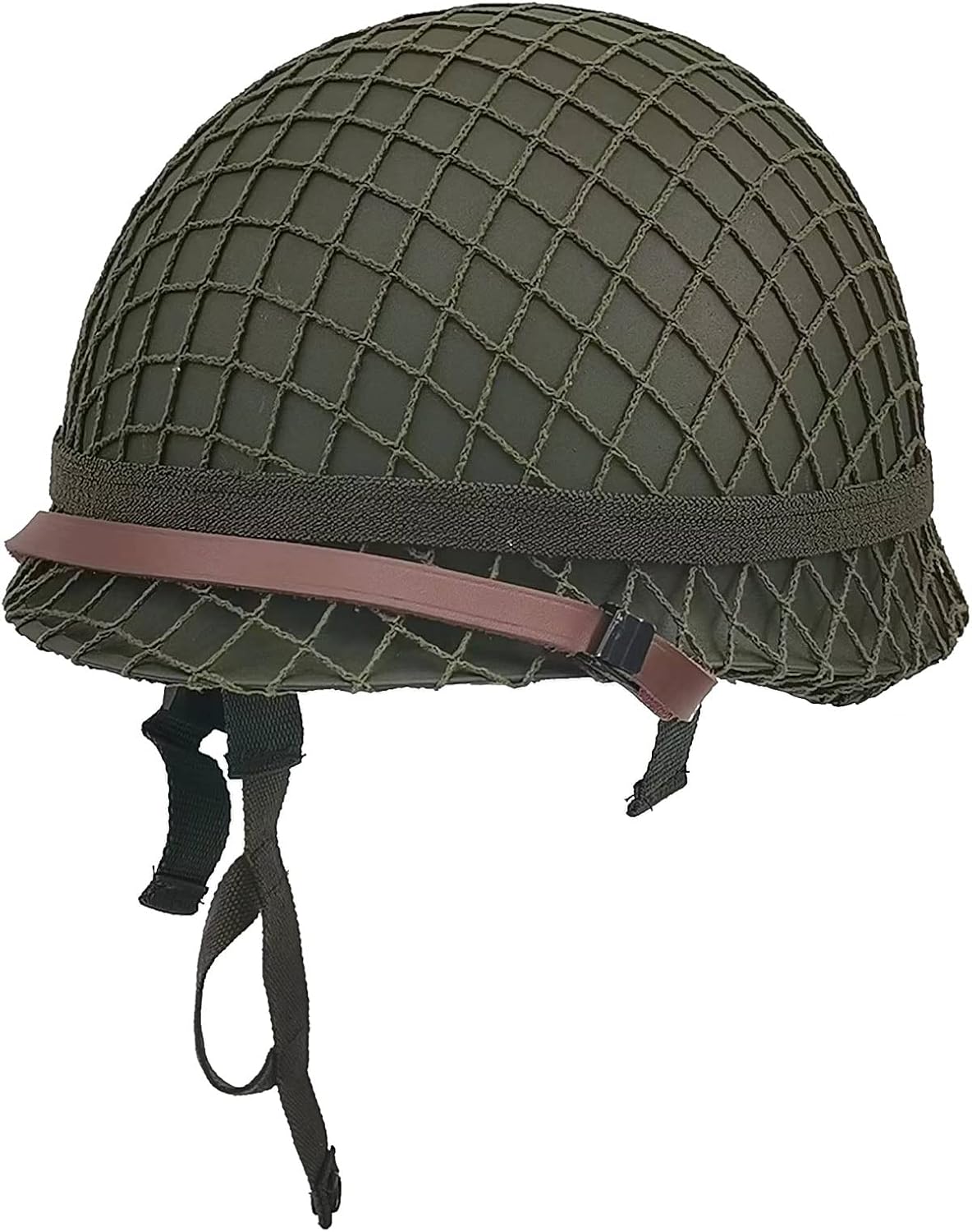 WWII US Army Helmet Replica, WW2 Helmet, M1 Helmet, WW2 Army Helmet, WW2 Gear, WW2 Helmet US Army Steel Shell with Net/Canvas Chin Strap/Cat Eye Band