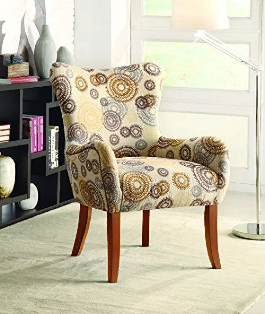 Coaster 902052 Plush Patterned Accent Chair, Beige Circles
