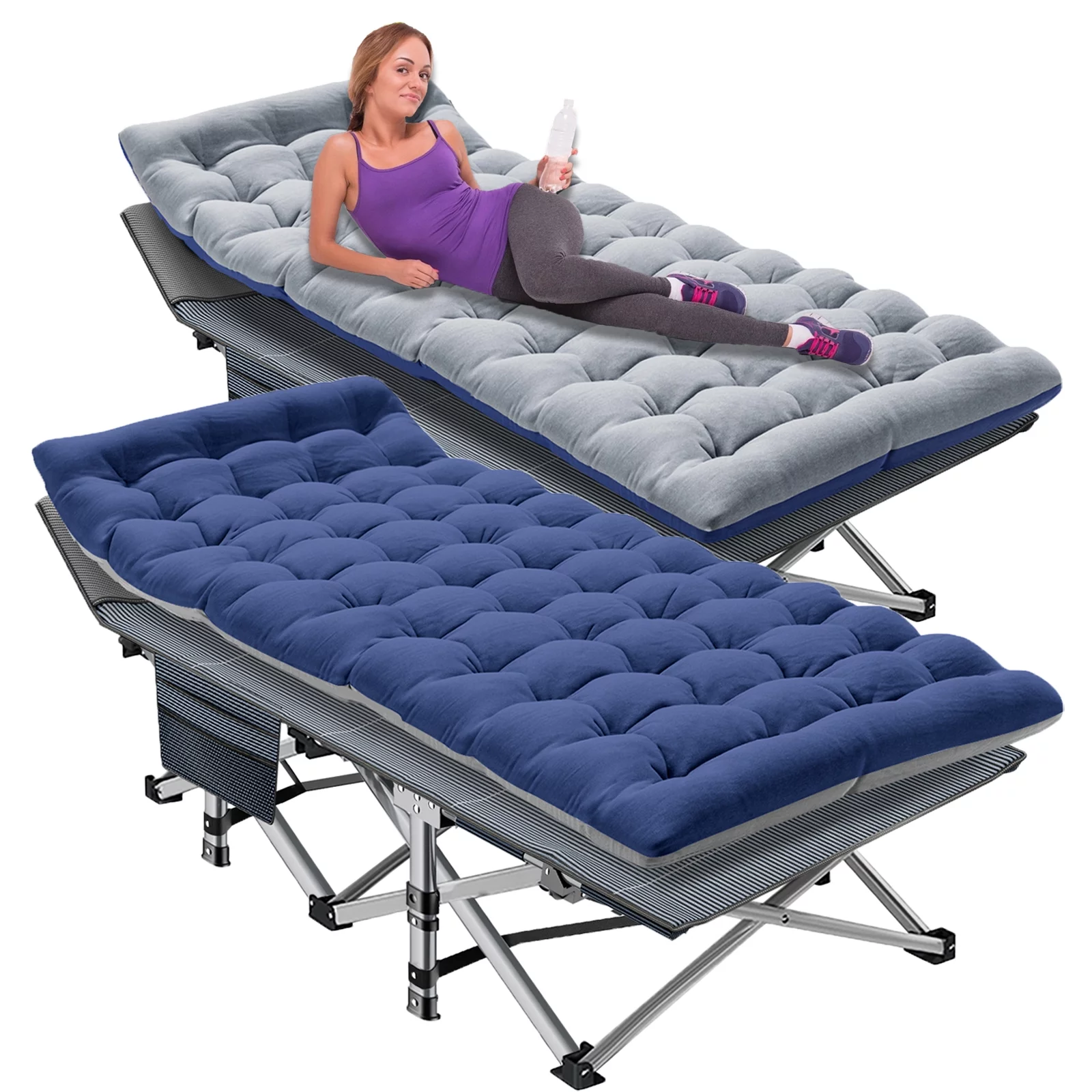 MOPHOTO Folding Camping Cots for Adults 880lbs, 2 Pack Folding Cot, 75