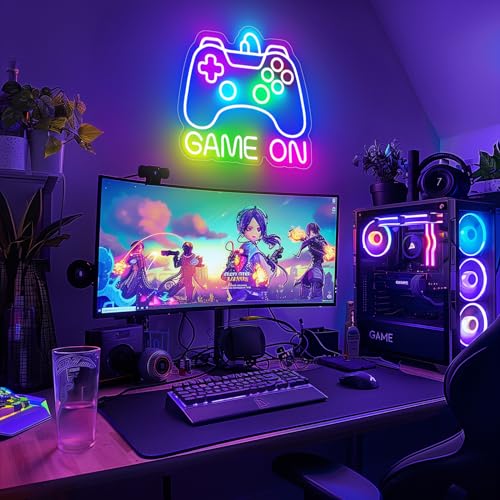 Gamer Neon Sign, Dimmable Neon Controller Sign for Gaming Room Decor, USB Powered Gamepad Shaped Gaming Neon Sign for Teen Boys Room Decor - Best Gifts Led Gaming Sign for Teenage Boys Kids