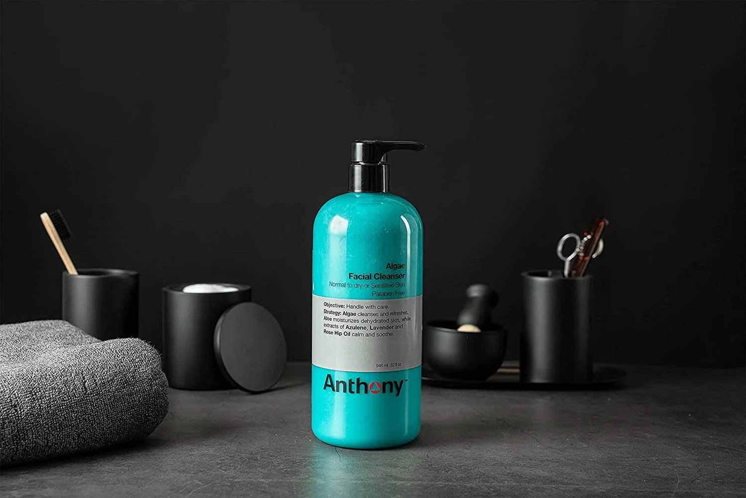 Anthony Algae Facial Cleanser, 32 Fl Oz. Contains Algae, Aloe Vera, Azulene, Lavender and Rose Hip Oil, Cleanses and Refreshes, Moisturizes and Hydrates, Calms and Soothes Your Skin Pack of 2