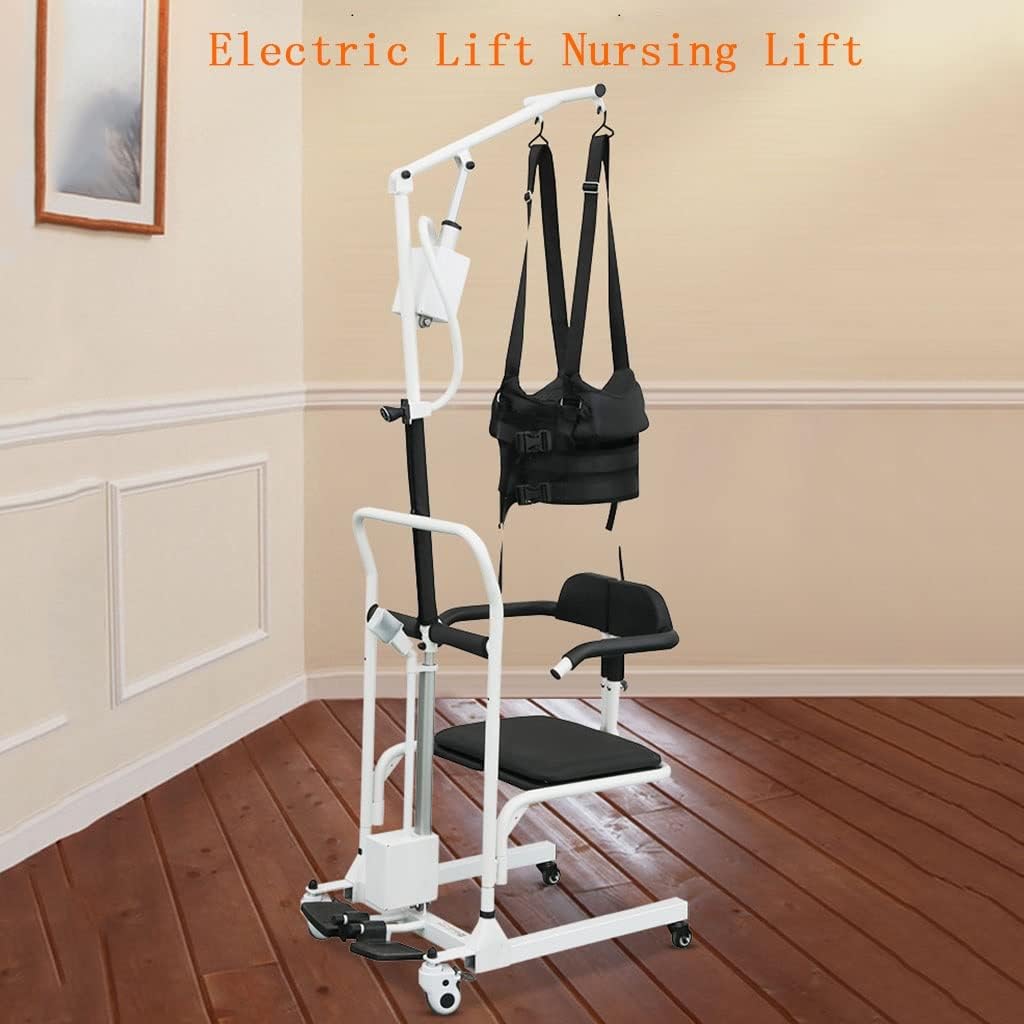 Electric Wheelchair Stair Lift, Electric Patient Lift, Bathroom Wheelchair with One Touch Lift Button Removable Seat Cushion