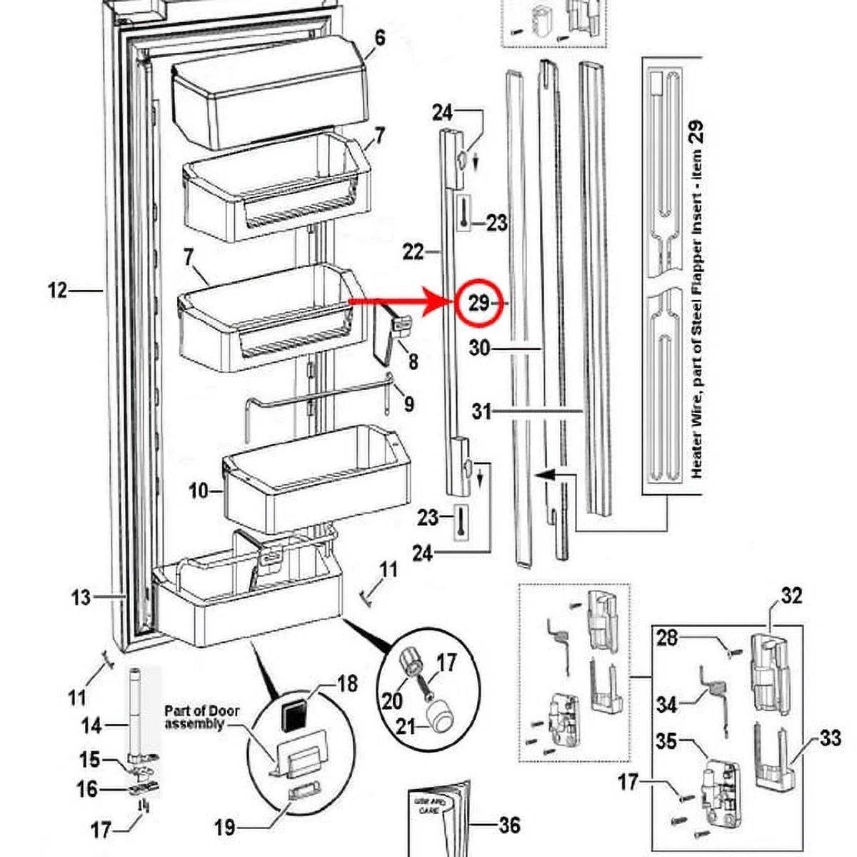 FISHER & PAYKEL 837417P INSERT STEEL FLAP & HEATER (GENUINE OEM PART)