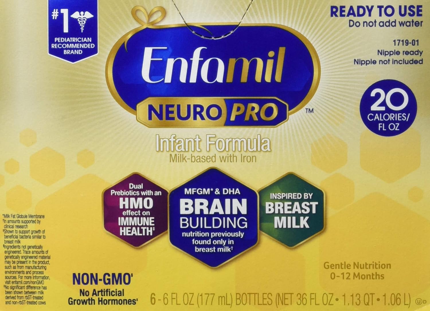 Enfamil NeuroPro Enfamil Neuropro Infant Baby Formula, Ready to Use Liquid 6 Fl Ounce (6 Bottles), 36 Fl Ounce