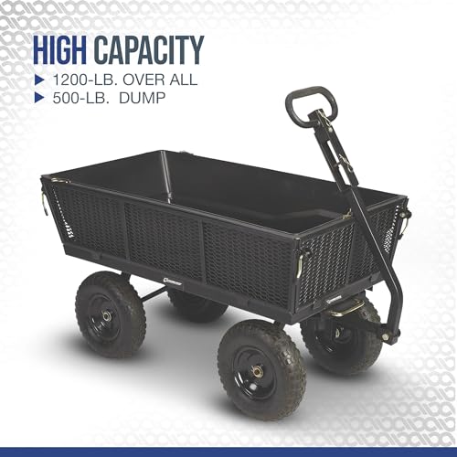 Strongway Steel Dump Cart with Removable Liner - 1200-Lb. Capacity, 50in.L x 24in.W Overall Size