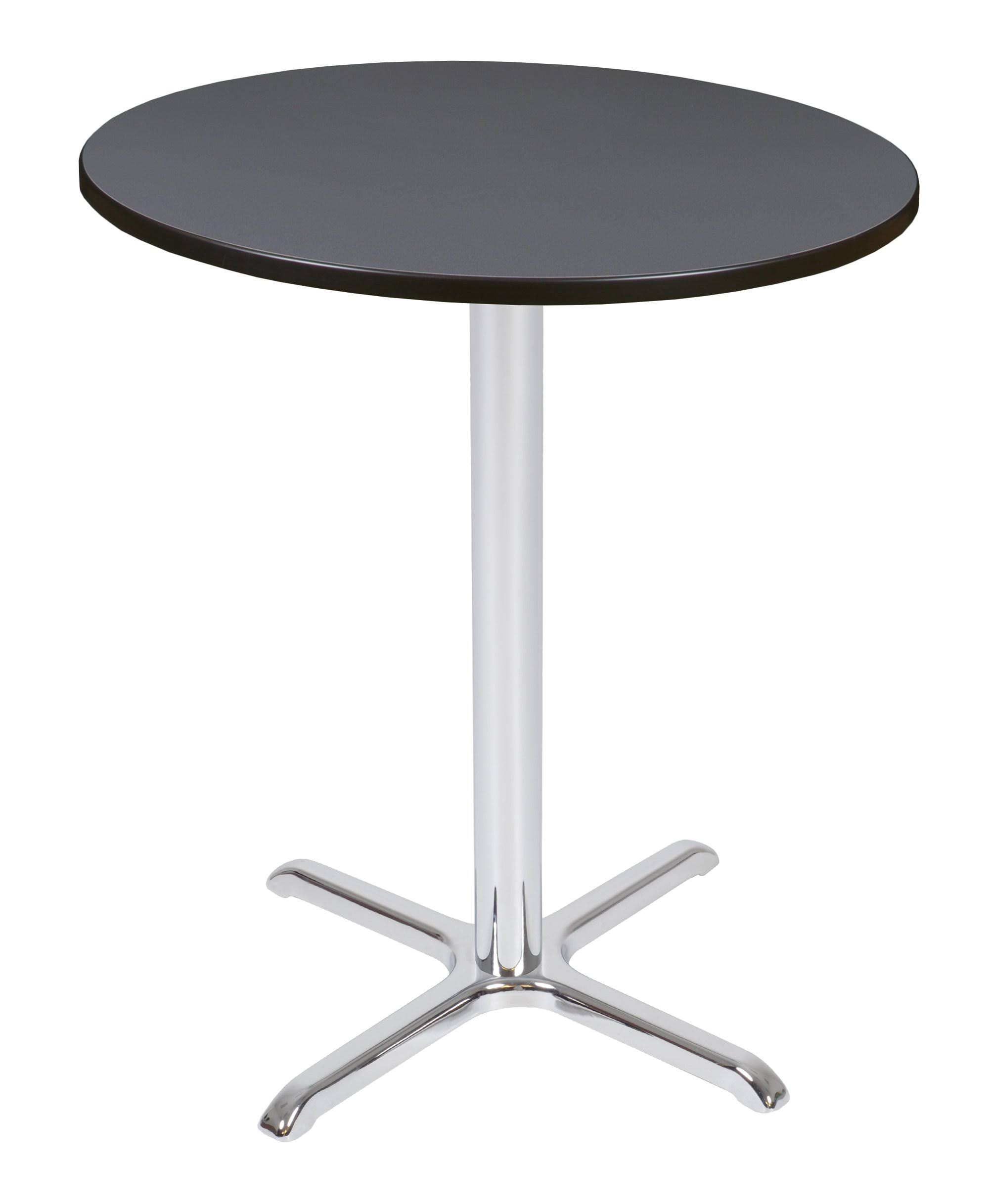 Regency Via Cafe High 36x22 Round X-Base Table- Grey/Chrome