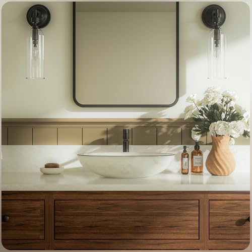 Phiestina Brushed Gold One Hole High Bathroom Vessel Sink Faucet, Single Hole Single Handle Tall Bathroom Faucet, with Pop Up Drain and Water Supply Line,FH01-BG-V