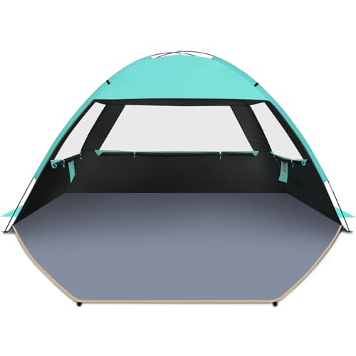 Gorich Beach Tent Sun Shelter for 3/4-5/6-7/8-10 Person with UPF 50＋ UV Protection, Lightweight & Easy Setup Beach Shade Canopy, Portable Beach Shade Tent Beach Cabana