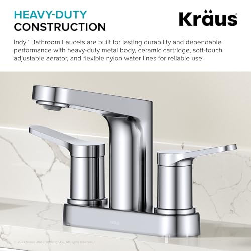 KRAUS Indy Single Handle One Hole Bathroom Sink Faucet in Chrome, KBF-1411CH