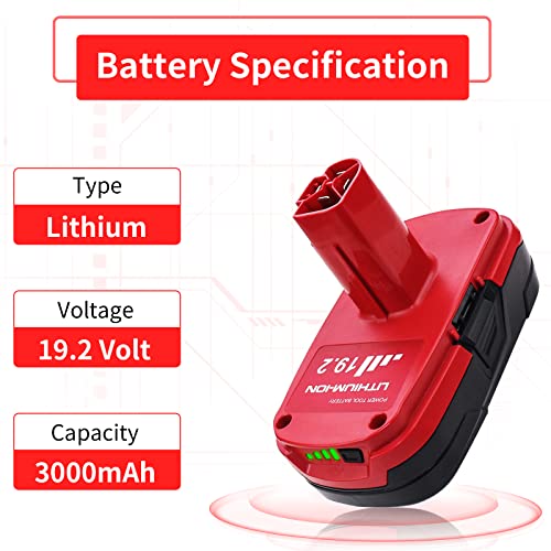 2Pack Diehard C3 Replacement for Craftsman 19.2 Volt Battery 3.0Ah XCP Lithium Battery Compatible with 19.2V Craftsman Battery Tools 130279005 1323903 130211004 11045 315.115410 315.11485（Red）