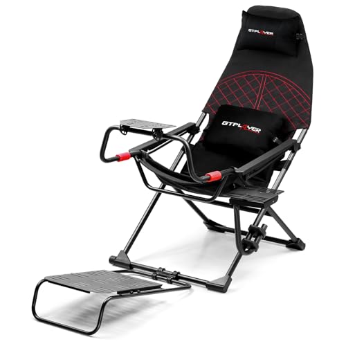 GTPLAYER Sim Racing Cockpit Foldable & Adjustable for High Performance Sim Racing Compact & Flexible Supports All Steering Wheels & Pedals for PC Wheel and Pedals Not Included(Black)