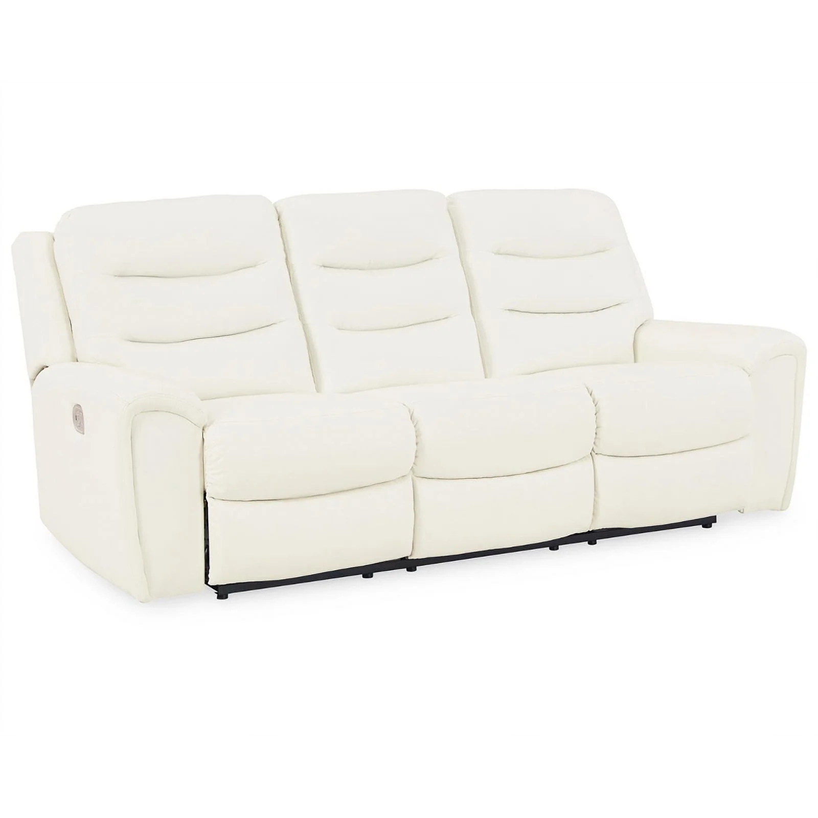 Ashley Furniture Warlin Faux Leather Power Reclining Sofa with Headrest in White