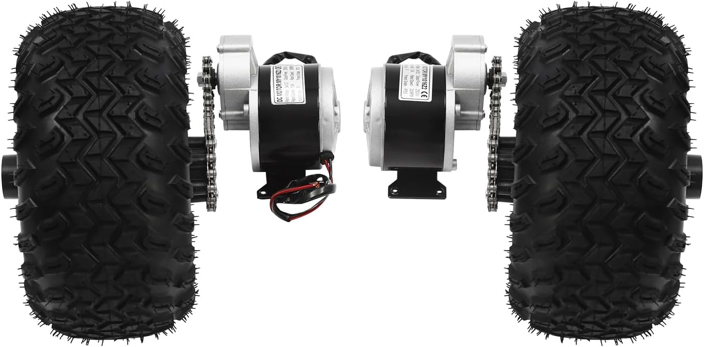 10 Inch 24V Dual Drive Brush Gear Motor Air Wheel Conversion Kit, Digital Display Throttle, 250W Dual Drive Electric Motor Conversion Kit for Electric Beach Cart Bike