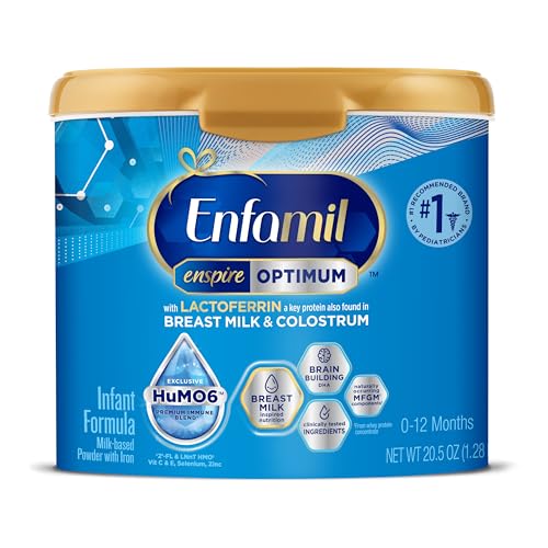 Enfamil Enspire Optimum Baby Formula, with Immune-Supporting Lactoferrin, Our Closest Formula to Breast Milk, Brain Building DHA, Dual Prebiotics, Infant Formula Powder, Baby Milk, 20.5 Oz Tub