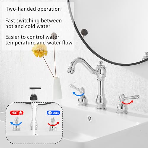 GGStudy 360° Swivel Antique Brass Bathroom Vessel Sink Faucet Single Handle One Hole Matching with Pop Up Drain