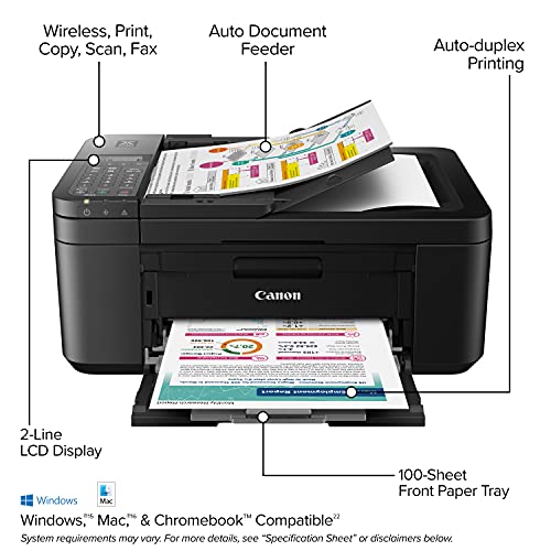Canon PIXMA TR4720 All-in-One Wireless Printer Home use, with Auto Document Feeder, Mobile Printing and Built-in Fax, White
