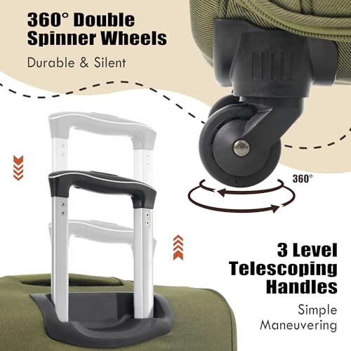 Merax Suitcase Set Softside 3-Piece Expandable Luggage with TSA Lock Spinner Wheels Lightweight Upright Luggage with Travel Bag(22/26/30 IN, Deep Blue)